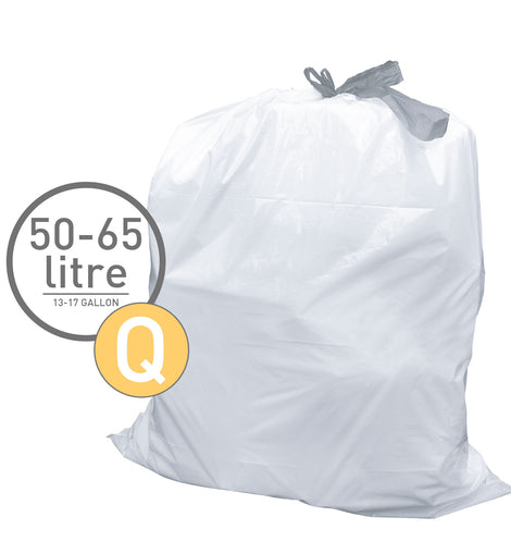  Code P 50 Count Drawstring Trash Bags, 1.2 Mil White Garbage  Can Liners, Compatible with simplehuman Code P