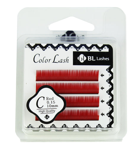 BL Lashes Color Lash C Red 0.15 Thickness 4 Lines