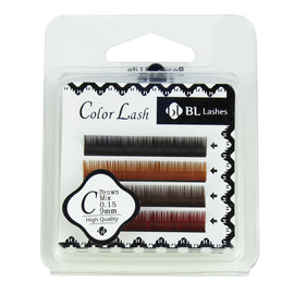 BL Lashes Color Lash C Brown Mix 0.15 Thickness 4 Lines
