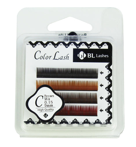 BL Lashes Color Lash C Brown Mix 0.15 Thickness 4 Lines